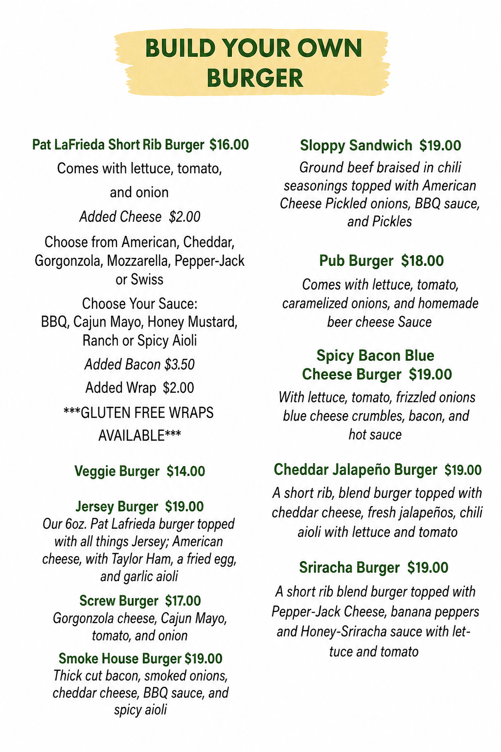 build burger menu